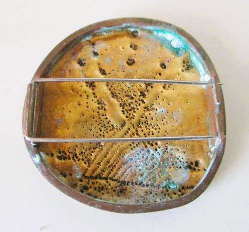 Vintage Hand made Copper and Brass Hair Clip, Scarf clip. Unique. 50mm diameter.