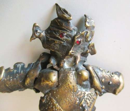 Vintage Hand made Copper and Brass Brutalist Artisan Jewelry with hooks. 44g