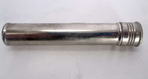 Vintage Metal Medicine Phial Container - with Glass Phial Iodine Pen.  70mm
