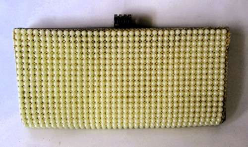 Vintage Faux Pearl Evening Wedding Prom Clutch Purse. 200 x100 x30mm. Condition as per photo.