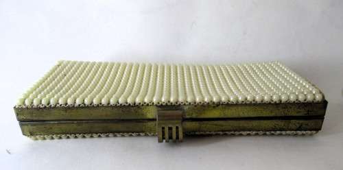 Vintage Faux Pearl Evening Wedding Prom Clutch Purse. 200 x100 x30mm. Condition as per photo.