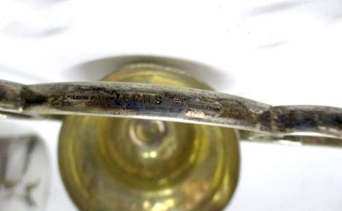 Vintage Pre 1950s Silver Yeoman Plated Scroll Stand With Removable Table Gong. Plate worn.