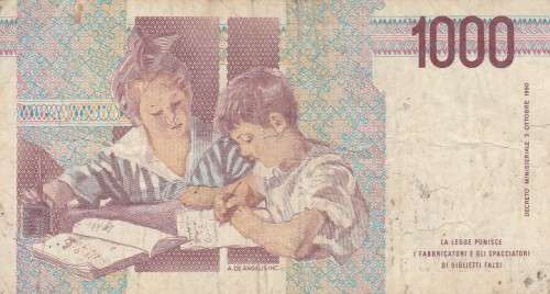 1990 ITALY 1000 LIRE, Banknote