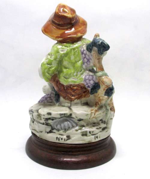 Vintage CapoDiMonte Boy Eating Grapes Figurine. On wooden stand. Spotless. 170 x110mm