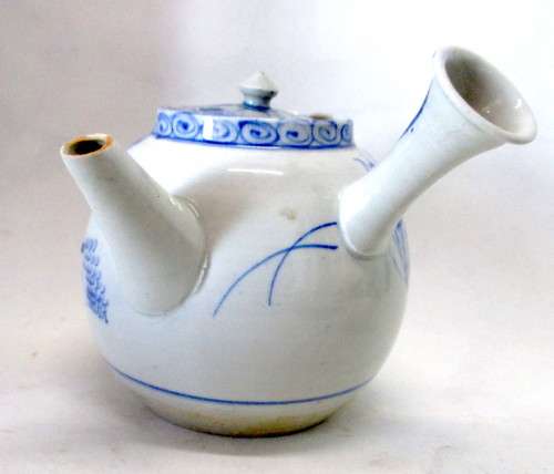 Vintage 1920`sChinese Fine Porcelain Teapot, hand crafted painted, beautiful floral design, 12 high.