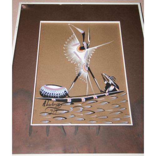 Lot of 3 A Lubtart (20th C) African Figurines , each Framed, signed and dated 1989, 31 x 24cm (3).