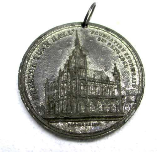 Preston Lancashire 1862 Medal 40mm View of town hall By J.Moore. White Metal