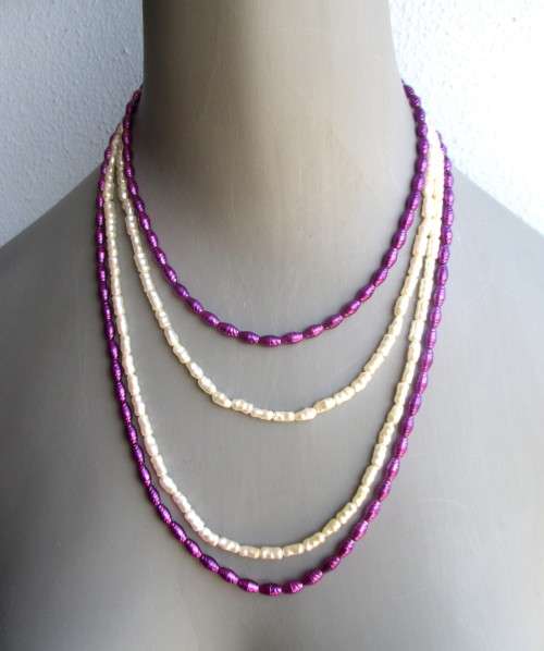 Costume Jewelry. Two strings of Faux freshwater pear bead necklaces. As per photo. 88cm