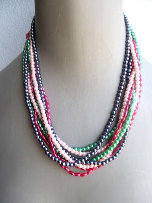 Vintage Lot of 4 different color seed bead necklaces.