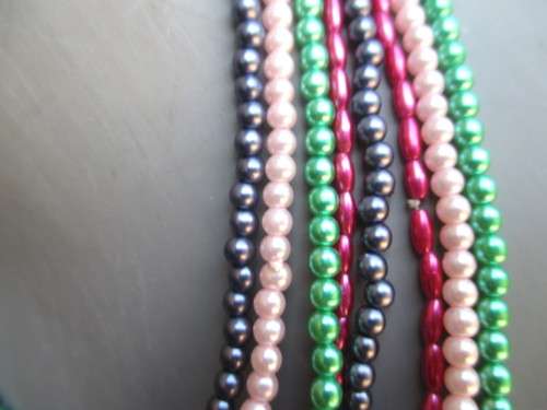 Vintage Lot of 4 different color seed bead necklaces.