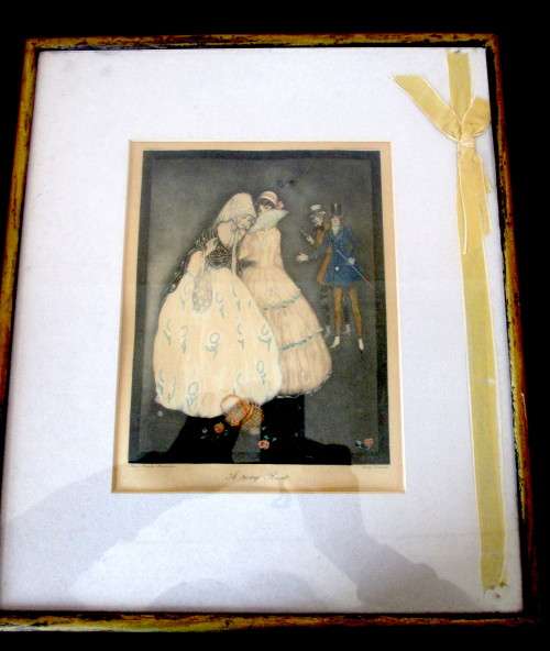 `A Rosy Ruse` Art Deco Illustrator, Jennie Harbour (1873-1959) Framed. 370x320mm frame