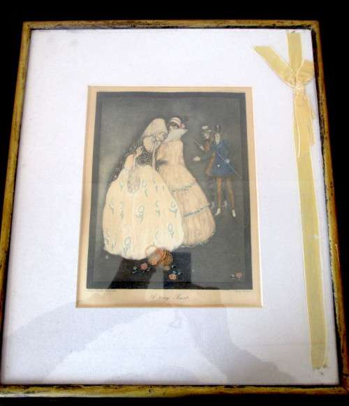 `A Rosy Ruse` Art Deco Illustrator, Jennie Harbour (1873-1959) Framed. 370x320mm frame