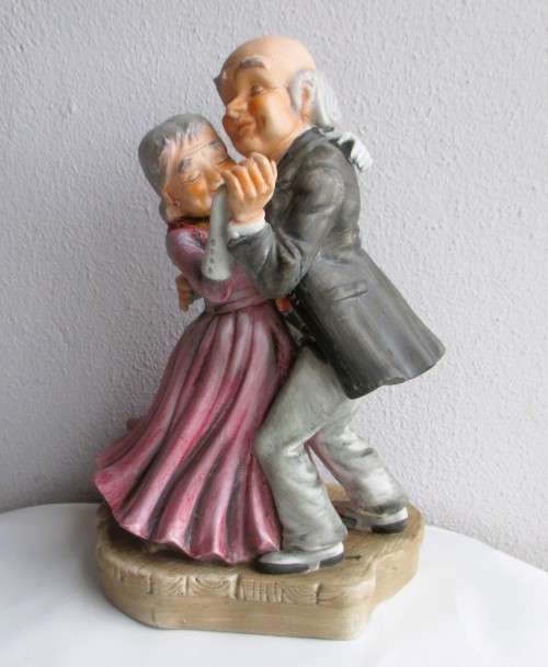 Vintage Lovely Old Couple Dancing Porcelain Statue. With Music box, not working.