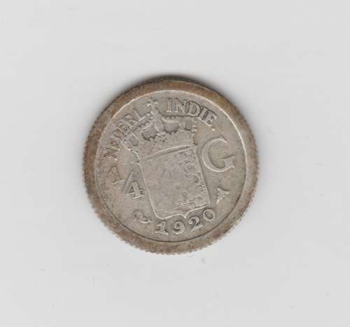 Netherlands East Indies 1/4 Gulden 1920 Silver Coin