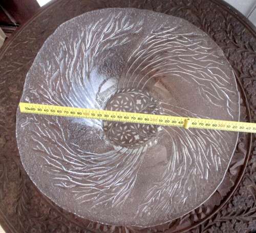 1980`s Vintage Large METSÄ Series Handmade Clear Glass Bowl, Designed by Pertti Kallioinen. 33cm dia