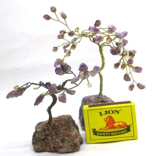 Two Amethyst Trees With Base : Chakra Gemstone Trees. Biggest 130mm high