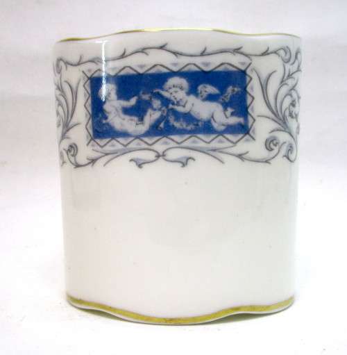 SALE R25 -Vintage Coalport China Porcelain Revelry Scalloped Edge Toothpick Holder. 60mm high.