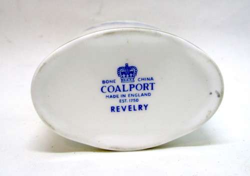 SALE R25 -Vintage Coalport China Porcelain Revelry Scalloped Edge Toothpick Holder. 60mm high.