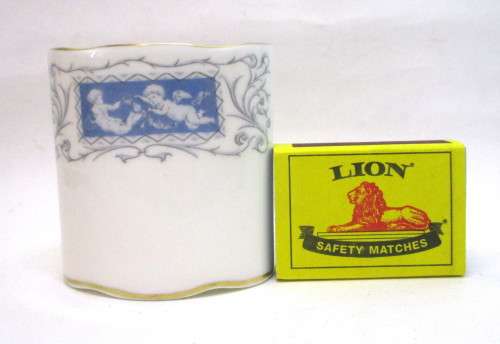 SALE R25 -Vintage Coalport China Porcelain Revelry Scalloped Edge Toothpick Holder. 60mm high.