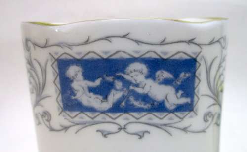 SALE R25 -Vintage Coalport China Porcelain Revelry Scalloped Edge Toothpick Holder. 60mm high.