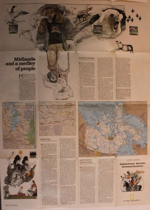 Close-Up:Canada Saskatchewan Manitoba Northwest Territories (National Geographic Society Map) 1979