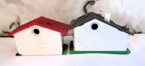 Two Vintage Miniature Swiss House Alpine Cottage Click Picture Viewer. Germany. One clicker broken.