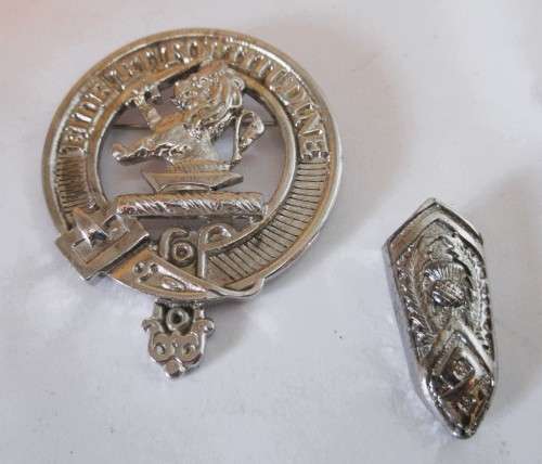 Farquharson Clan - Invercauld Highlanders Bonnet Badge, marked. With Sgian Dubh point accessory.
