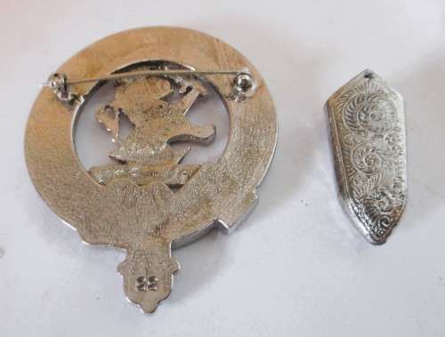 Farquharson Clan - Invercauld Highlanders Bonnet Badge, marked. With Sgian Dubh point accessory.
