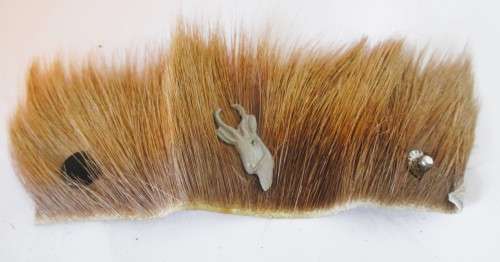 Metal Springbok head on Real Springbok hair cuff with stutts. 15cm. Marked with name. Unique.