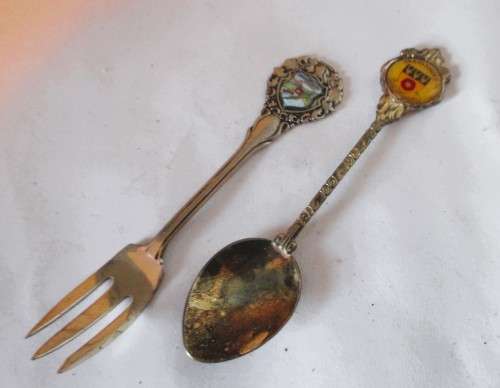 Souvenir Vintage Silver Color Collectible Spoonand Fork. Drakenstein Gardens and Derbyshire.