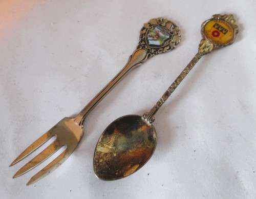 Souvenir Vintage Silver Color Collectible Spoonand Fork. Drakenstein Gardens and Derbyshire.