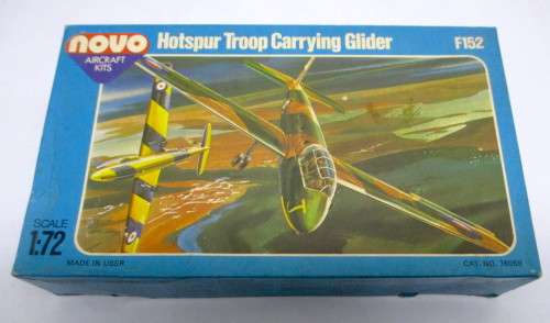 NOVO Aircraft Kit Hotspur Troop Carrying Glider, USSR, 1964. F152, Scale 1:72 Complete in box.