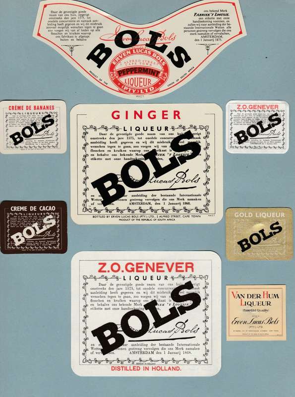 Vintage BOLS Liqueur Bottle labels. As per photo.