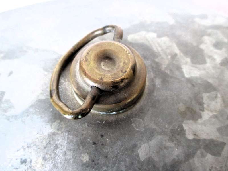 1891 Antique Foot/Bed Warmer Oval Galvanized Metal Hot Water Bottle Brass Top. 30x20x8cm