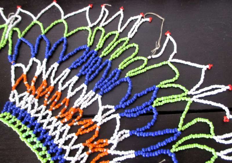 Vintage Multi Color Zulu Beaded Lace Necklace Extra Large. 50cm diameter. Refer to photos.