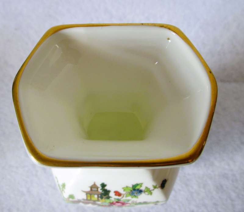 Lovely Vintage Crown Staffordshire Vase-Hexagonal Pagoda Pattern-Circa 1970s, 1980s. 150mm high.