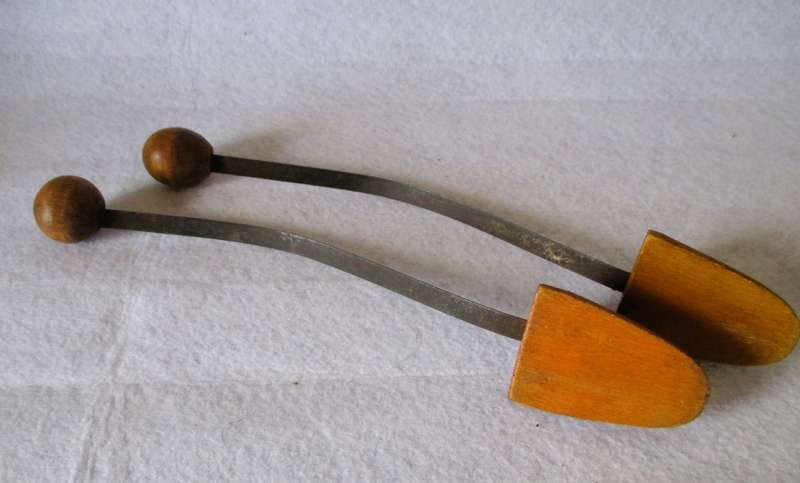 Antique Pair of SHOE STRETCHER Wood/Flex Metal Natural Vintage Accessories. 280mm long