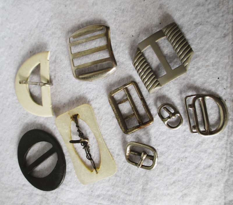 Assortment of 9 Vintage Belt Buckles, different sizes.