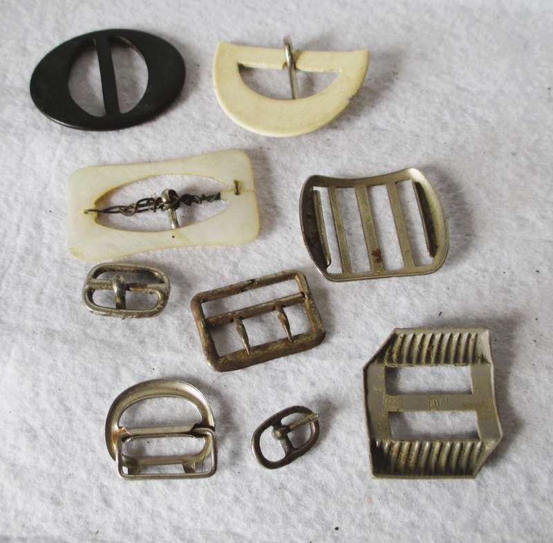 Assortment of 9 Vintage Belt Buckles, different sizes.