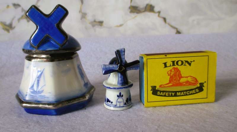 Two small Deft Vintage Porcelain windmills, perfect for printer tray. marked. as per photo.