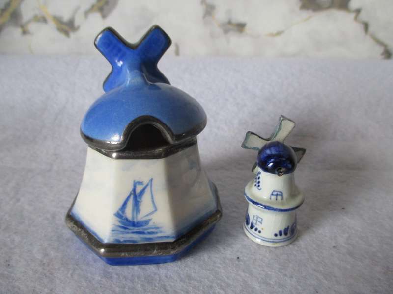 Two small Deft Vintage Porcelain windmills, perfect for printer tray. marked. as per photo.