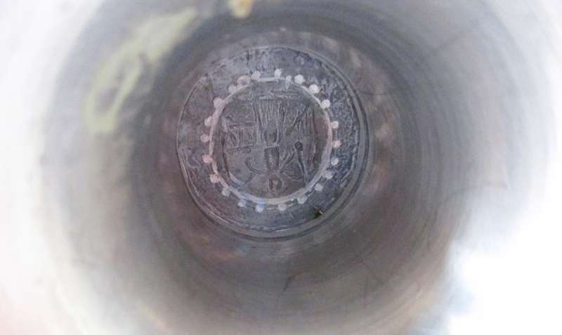 Vintage Pewter Goblet -Ancient Hunting Scenes - Markings under in stem. 100mm high.