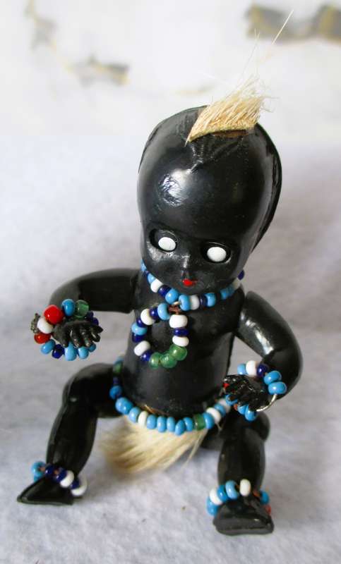 Vintage Traditional Black African Hard Plastic Doll with baby. Eyes open/close. Collectable. 165 mm
