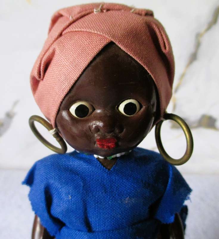 Vintage Traditional Black African Hard Plastic Doll with baby. Eyes open/close. Collectable. 165 mm