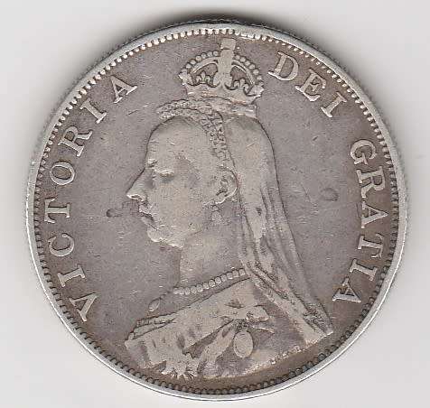 1889 Great Britain Double Florin , Victoria Jubilee Head Silver.