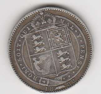 1888 Victoria United Kingdom 1 Silver shilling,
