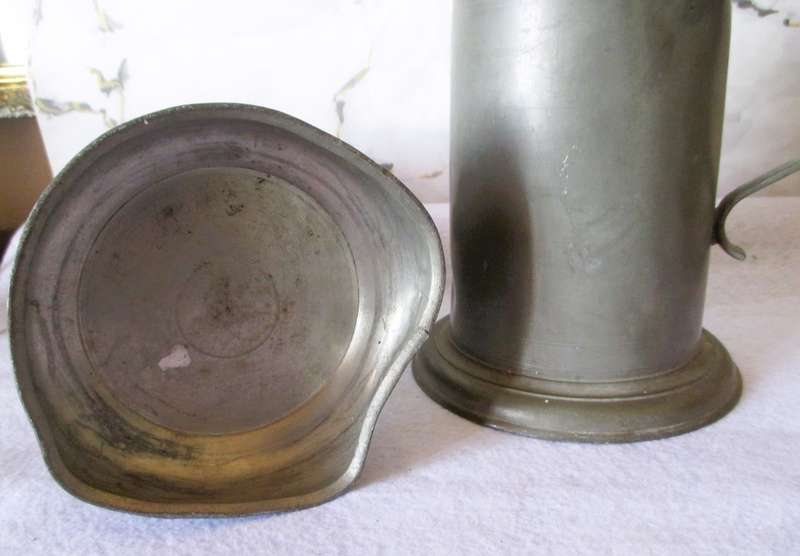 Lot of Two Large Pewter Tankards with lids.250mm high