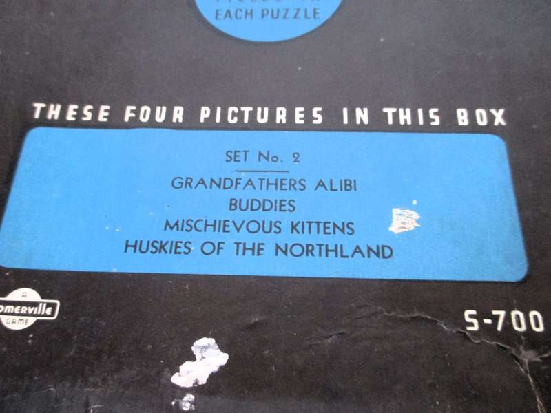 RARE Vintage 1940s 1950s Four-in-One Jigsaw Puzzle Set. Please note 2 pieces missing as per photo.