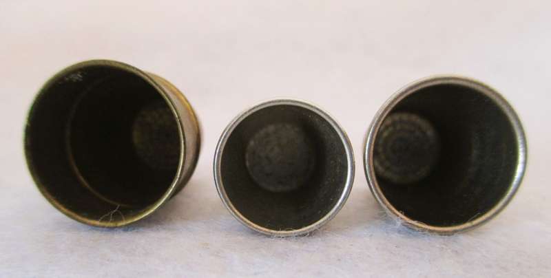 Lot of 3 Vintage Thimbles, No 5 and 7. Copper one unnumbered.