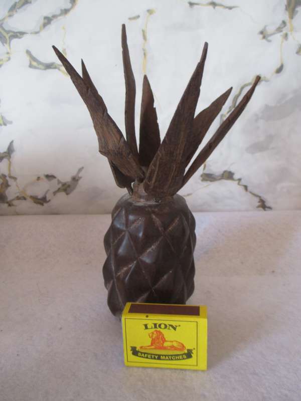 Vintage Vintage Carved Wood Pineapple With Removable Wooden Skewers - Mid Century